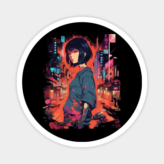 Cyberpunk Anime Aesthetic in Tokyo Japan Magnet by Pixy Official